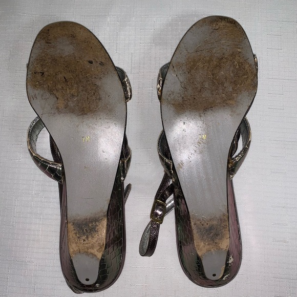 ENZO ANGIOLINI Sandals Women 7 Strappy Faux Snakeskin Flat Open Toe Party Formal - Picture 8 of 10